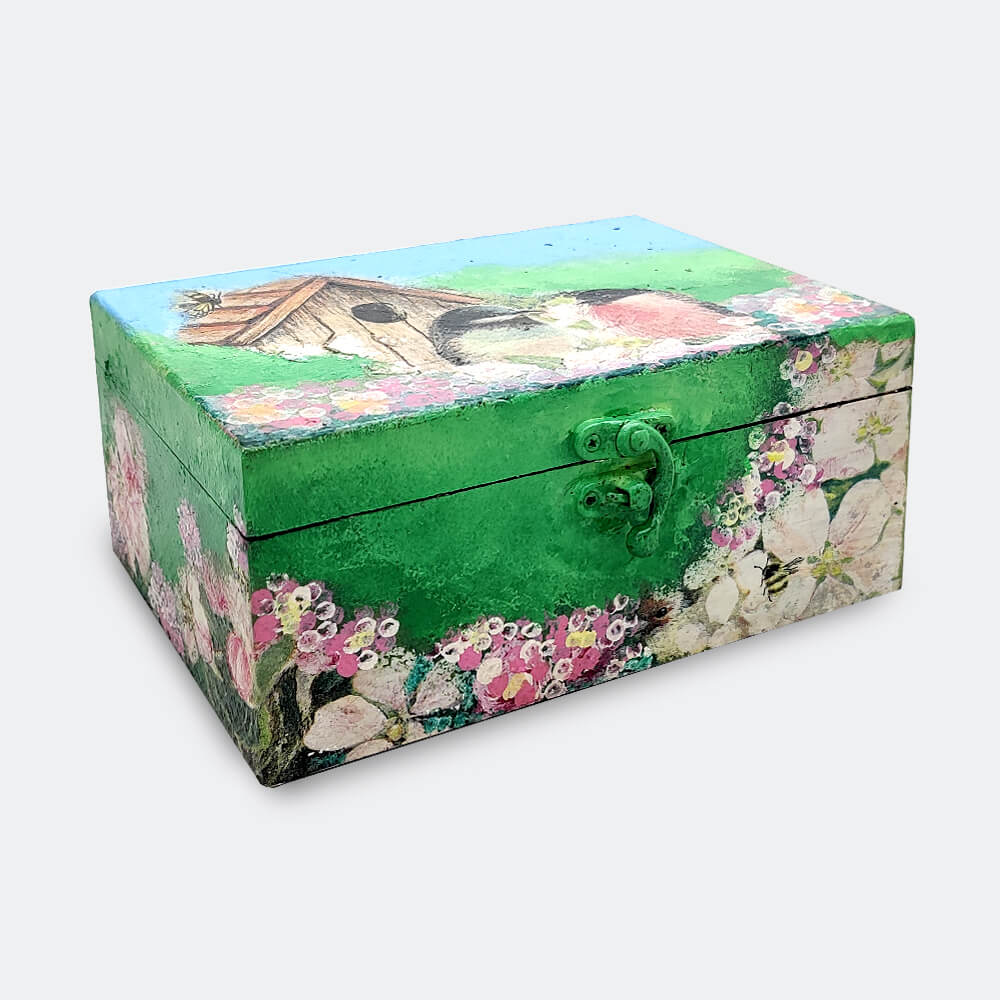 Exquisite Jewellery Box hand-painted with an original Decoupage design!
