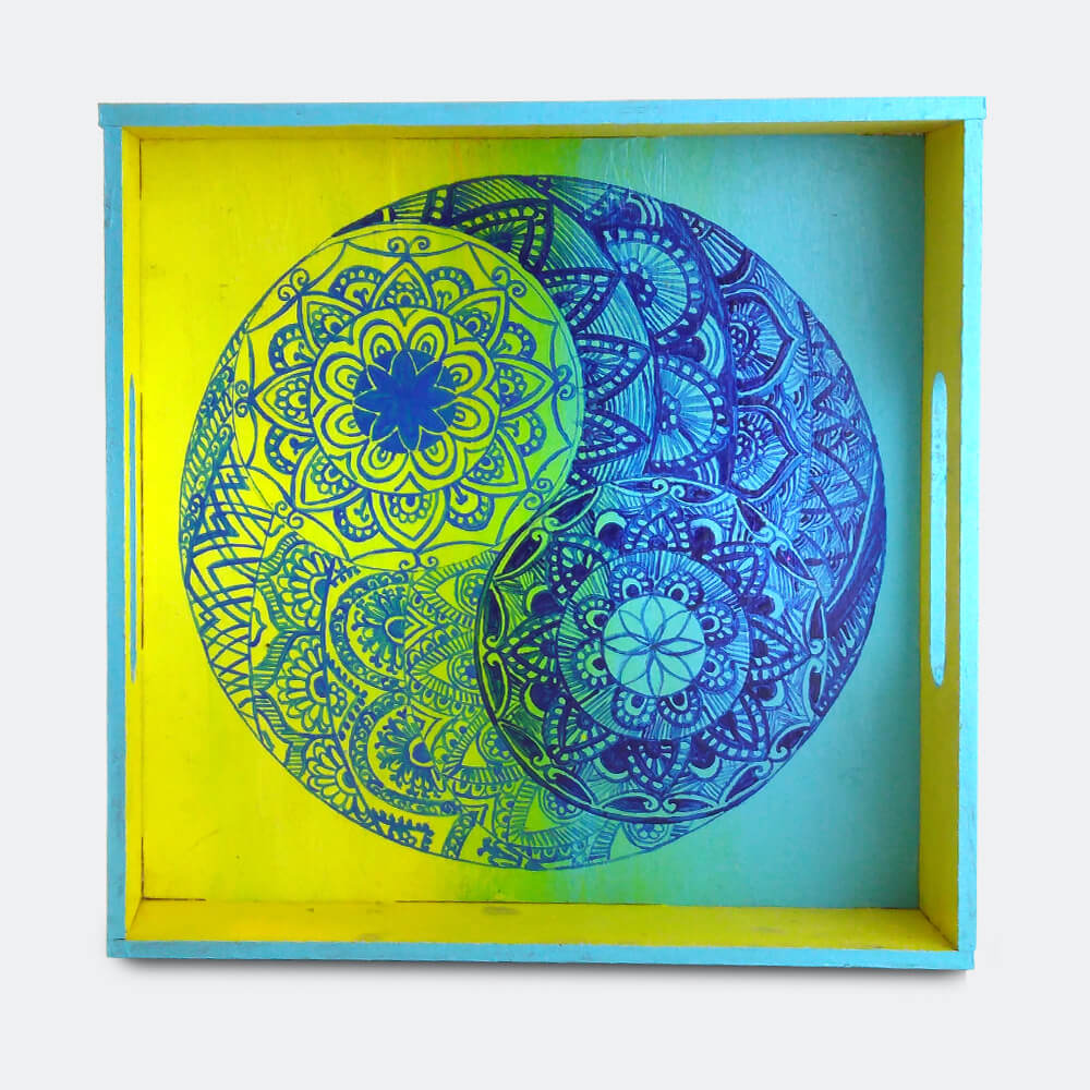 Exquisite Tray hand-painted with an original Pen Mandala design!