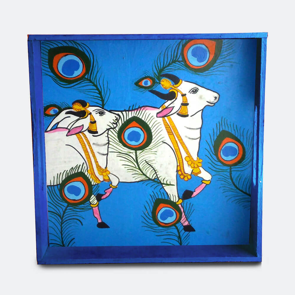 Exquisite Tray hand-painted with an original Pichwai Painting design!